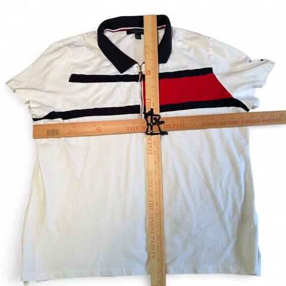 Tommy Hilfiger XXL Polo Shirt Quarter 1/4 Zip Stripe White Navy Red Sailing - Picture 9 of 9